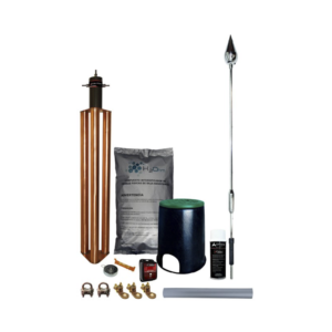 Kit Pararrayo con Punta Piezoeléctrica de Aluminio, Contador de Descargas y Accesorios de Instalación
