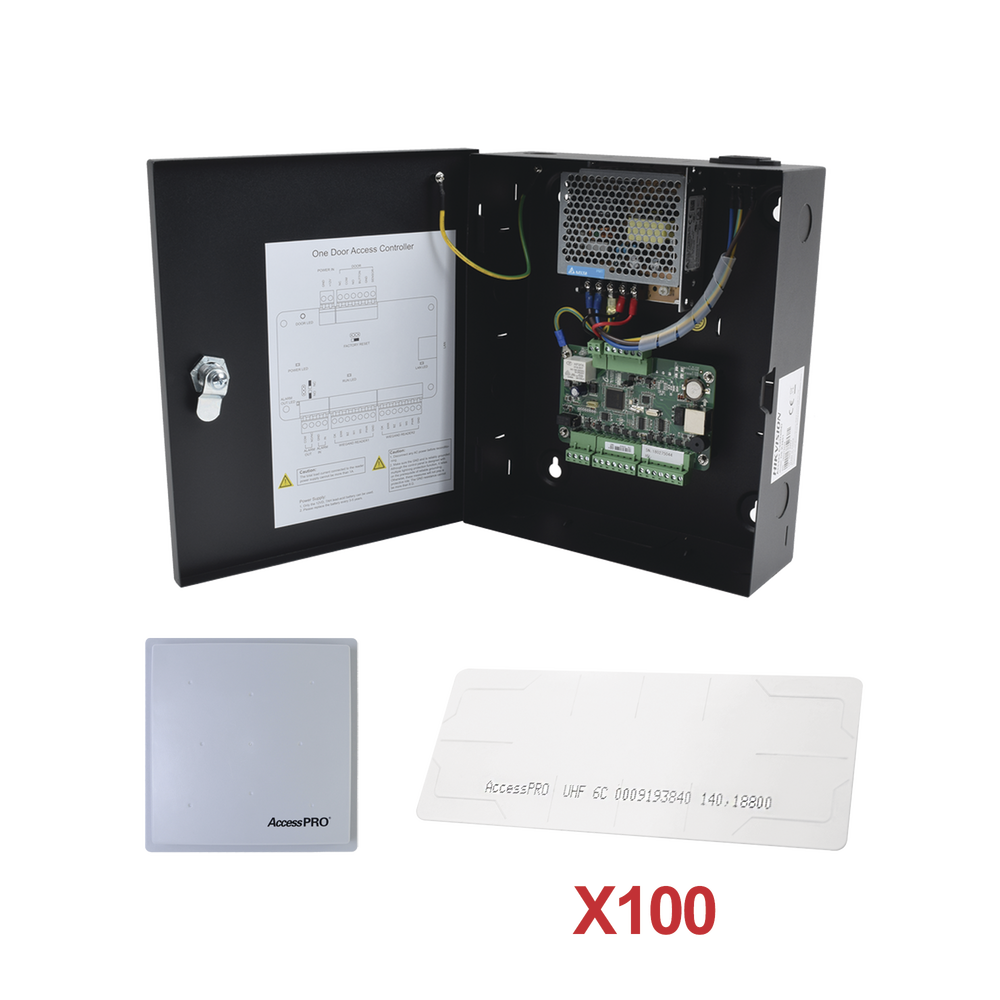 Kit para automatizar 1 ACCESO VEHICULAR con STICKERS en Parabrisas de vehiculos / Incluye Panel, lector y 100 stickers / Software IVMS4200 incluido