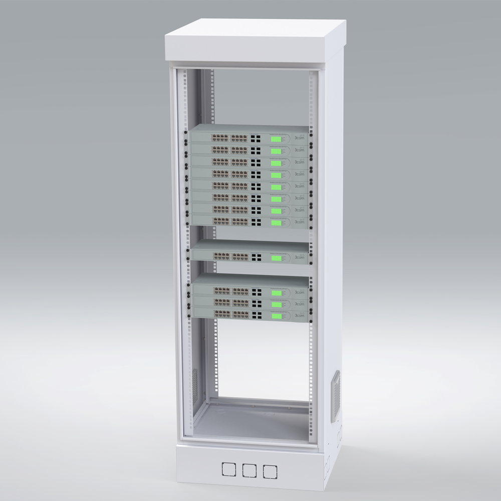 Gabinete para Piso, Capacidad, 31 Unidades de Rack, Doble puerta y Postes frontales e intermedios ajustables, Color Blanco, Se envía el Gabinete Armado. - Imagen 3