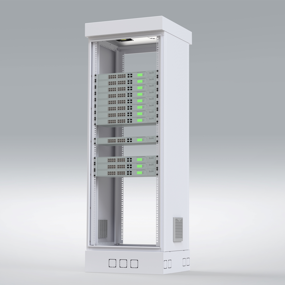 Gabinete para Piso, Capacidad, 31 Unidades de Rack, Doble puerta y Postes frontales e intermedios ajustables, Color Blanco, Se envía el Gabinete Armado. - Imagen 4