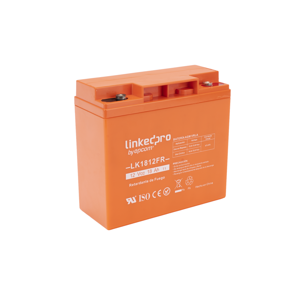 Batería de respaldo 12 V 18 Ah AGM | Certificada UL94-V0 Retardante a la Flama | Especial para Seguridad Electrónica | Vida útil 5 años | Terminales T1 - Imagen 2