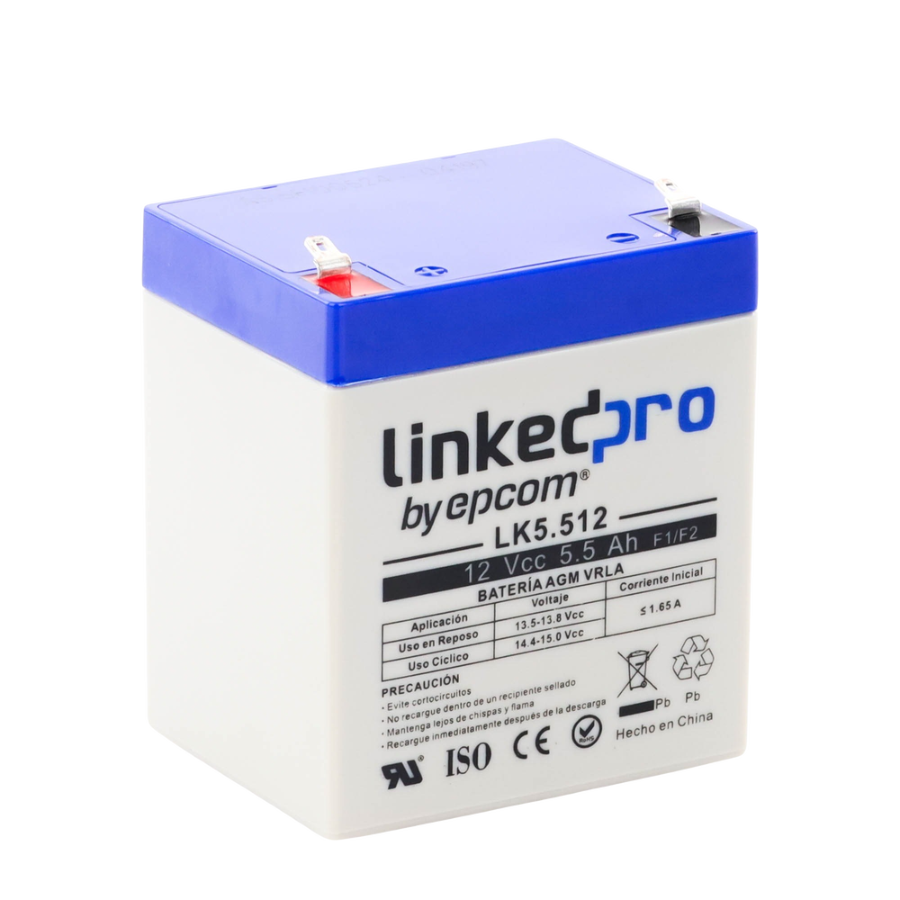 Batería 12 V 5.5 Ah AGM | Certificada UL94-HB Resistencia a la flama básica | Especial para Seguridad Electrónica | Vida útil 5 años | Terminales F1 + Adaptador F2 - Imagen 4