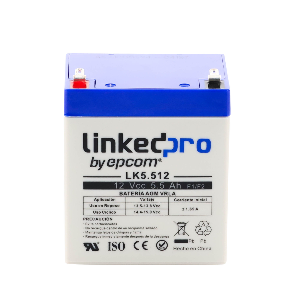 Batería 12 V 5.5 Ah AGM | Certificada UL94-HB Resistencia a la flama básica | Especial para Seguridad Electrónica | Vida útil 5 años | Terminales F1 + Adaptador F2 - Imagen 5