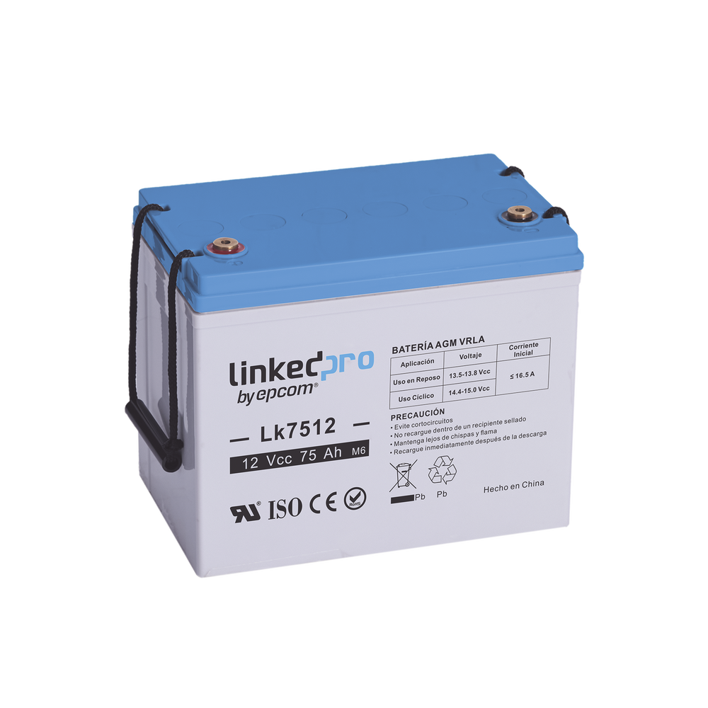 Batería de respaldo 12 V 75 Ah AGM | Certificada UL94-HB Retardo a la flama básica | Especial para equipo electrónico, Sistemas de emergencia y Aplicaciones Fotovoltaicas | Terminales T3
