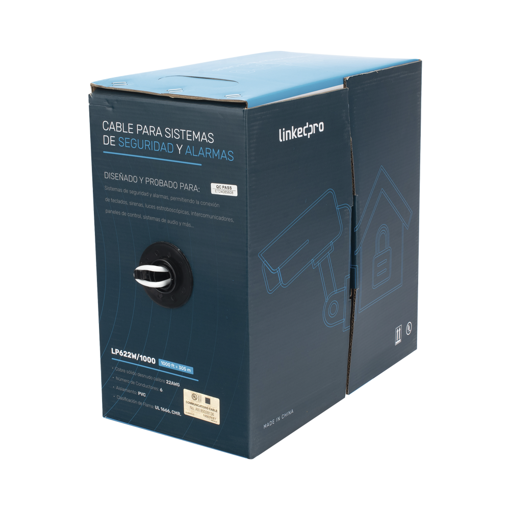 Bobina de Cable 305 Metros (1000 Pies): 6 x 22 AWG, Color Blanco, CMR, Para Sistemas de Seguridad y Alarmas - Imagen 2