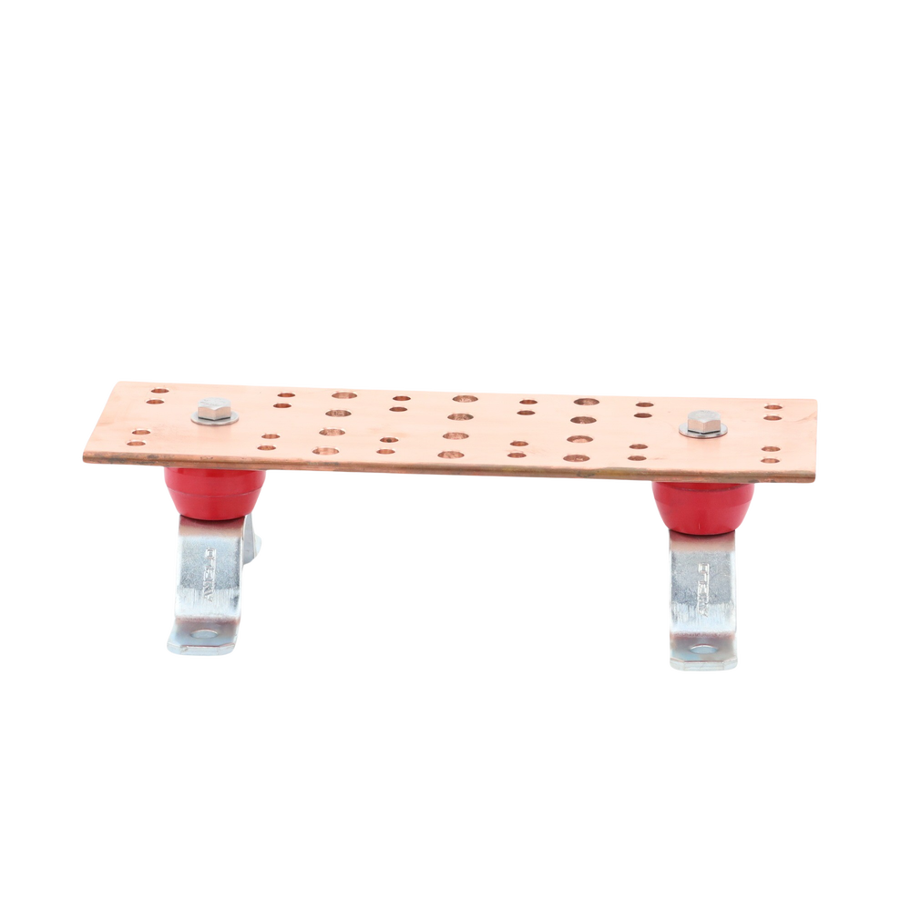 Barra Unión Telecom TMGB / 12 x 4 x 1/4 in / 100% Cobre / 12+24 Orificios / Aisladores Rojos / J-STD-607-A - Imagen 3