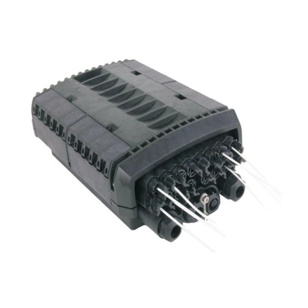 Caja de Distribuci??n de Fibra ??ptica para 24 Empalmes con 16 Acopladores SC/APC. Enterrado Directo, IP68, Splitter 1x8 Incluido con Conectores SC/APC