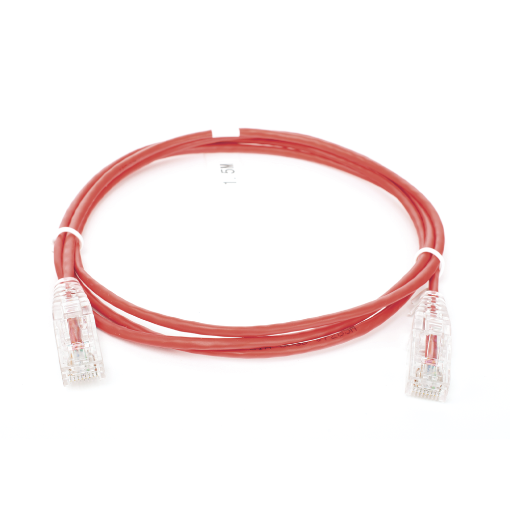 Cable de Parcheo Slim UTP Cat6 - 1.5 Metros (4.92 Pies) Rojo Di?metro Reducido (28 AWG) - Imagen 2