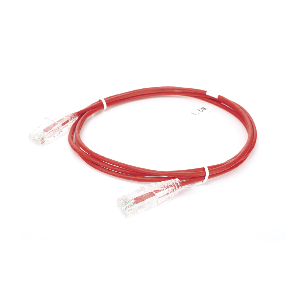 Cable de Parcheo Slim UTP Cat6 - 1.5 Metros (4.92 Pies) Rojo Di?metro Reducido (28 AWG) - Imagen 4