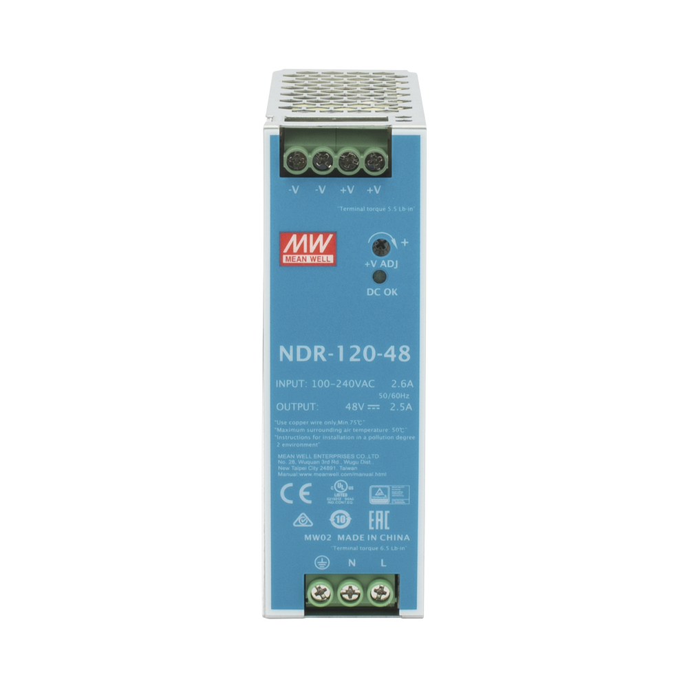 Fuente de poder industrial de 120 W, salida 48 Vcc, entrada 90~264 VCA, para montaje en riel DIN, - Imagen 2