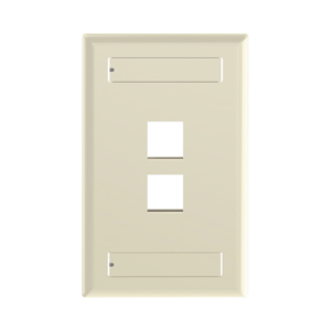 Placa de Pared Vertical, Salida Para 2 Puertos Keystone, Con Espacios Para Etiquetas, Color Marfil
