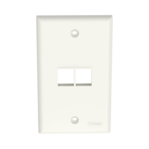 Placa de Pared Vertical, Salida Para 2 Puertos Keystone, Color Blanco Mate