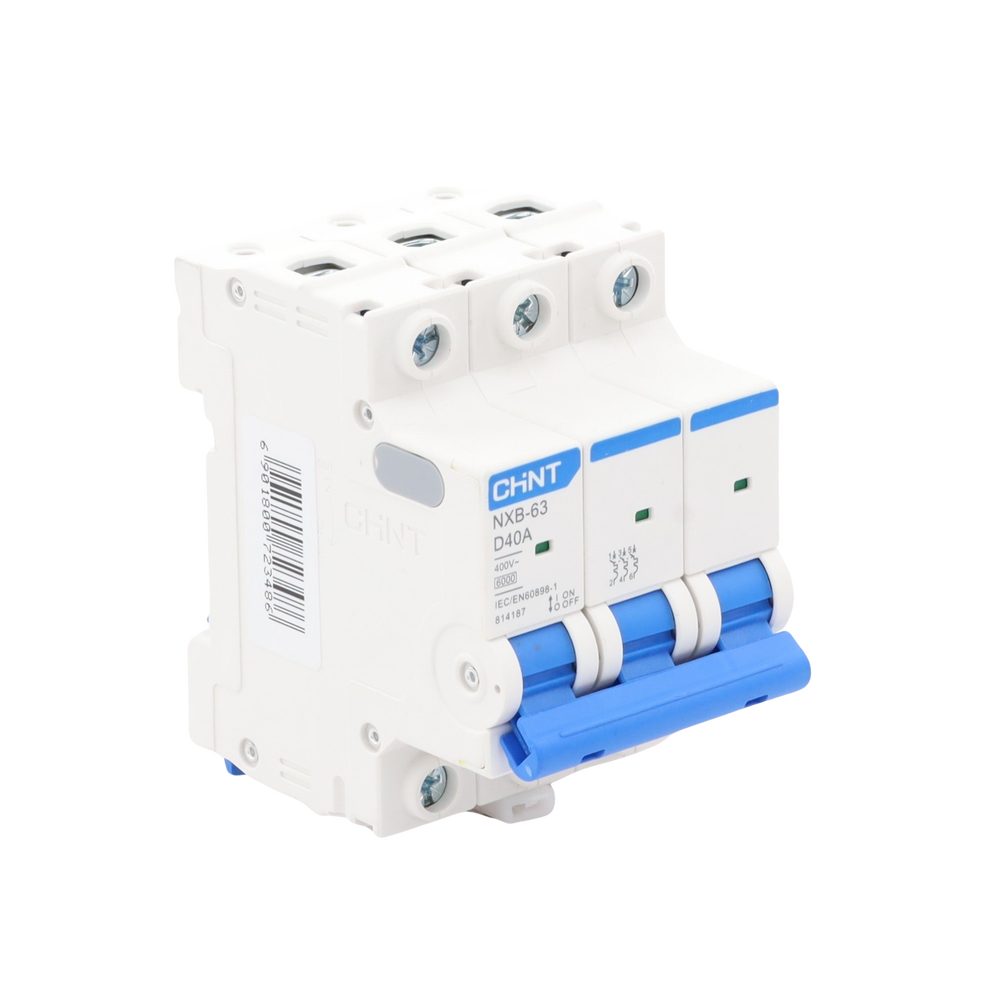 Pastilla para Riel Din, 3 Polos, 40 Amp, Vca:110/415v, 6kA, Catálogo: NXB633PD40. - Imagen 2