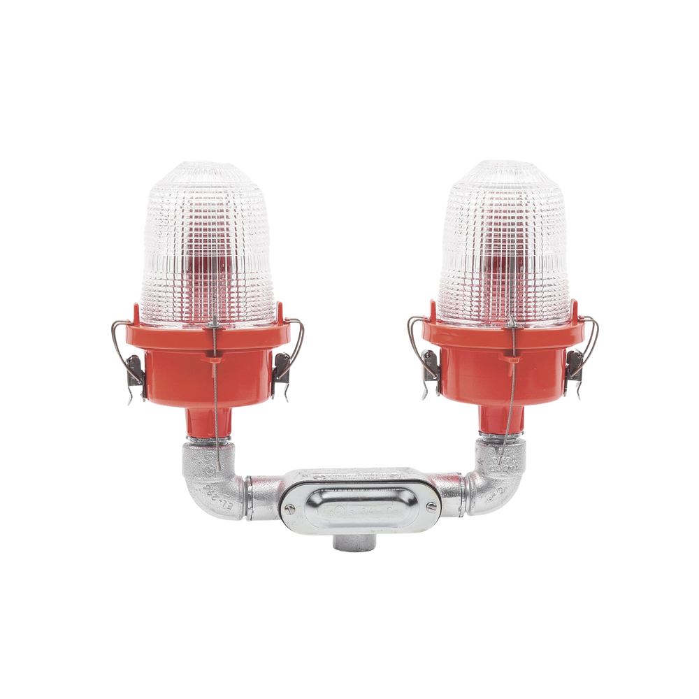 Lǭmpara de Obstrucci??n Roja Certificada/ Luz Fija Tipo L-810 Doble LED/ 120 - 240 Vca/ Luz Infraroja - Imagen 2