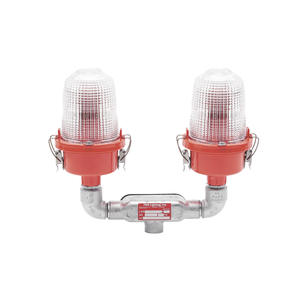 Lǭmpara de Obstrucci??n Roja Certificada/ Luz Fija Tipo L-810 Doble LED/ 120 - 240 Vca/ Luz Infraroja - Imagen 4