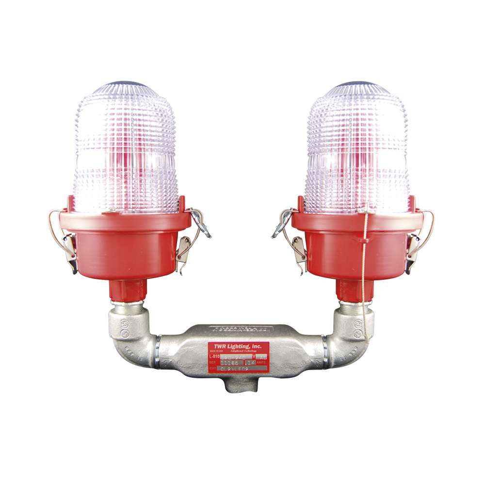 Lǭmpara de Obstrucci??n Roja Certificada/ Luz Fija Tipo L-810 Doble LED/ 120 - 240 Vca/ Luz Infraroja