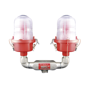 Luz de Obstǭculo Doble Baja Intensidad FAA Tipo L-810 / LED Rojo e Infrarrojo / 120-240 VAC / Intensidad Efectiva 32.5 CD / IR 4mW/sr @ 850nm / Base Valox / Lente Acr??lico Fresnel / Protecci??n Corrosi??n