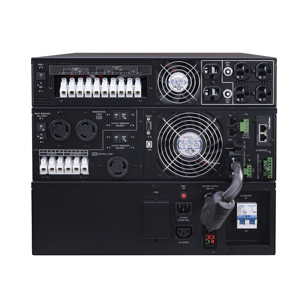 UPS de 8000 VA/8000 W, Online Doble Conversi??n, 200 - 240 Vac de Entrada, 120 - 240 Vac de Salida, Entrada Hardwired, Onda Senoidal Pura, Torre o Rack de 8 UR, Con 6 Tomas NEMA 5-20R, 3 NEMA L6-30R y Terminal Hardwired - Imagen 4
