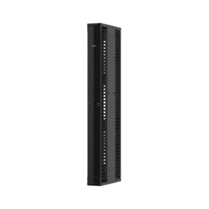 Organizador Vertical PatchRunner™ Mejorado, Doble (Frontal y Posterior), Para Rack Abierto de 45 Unidades, 12in de Ancho, Color Negro