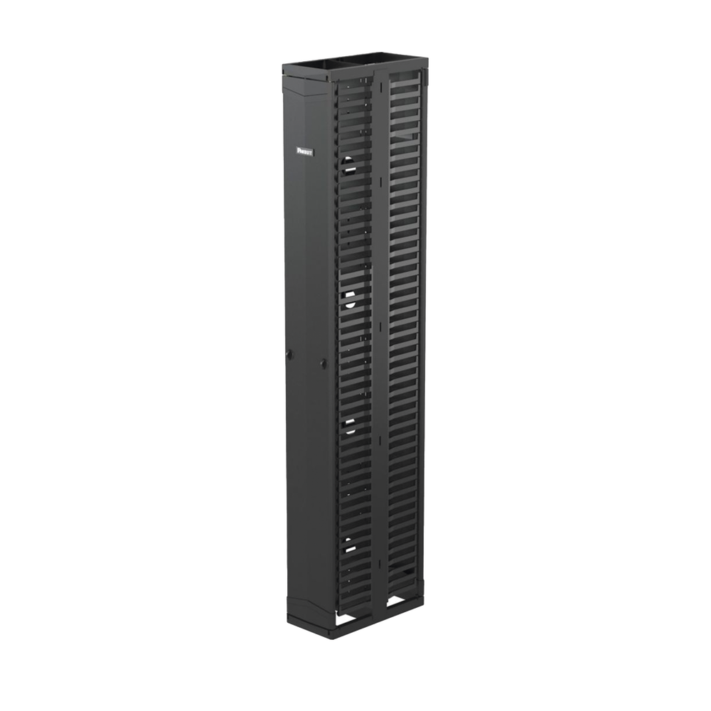 Organizador Vertical PatchRunner???, Doble (Frontal y Posterior), Para Rack Abierto de 45 Unidades, 10in de Ancho, Color Negro