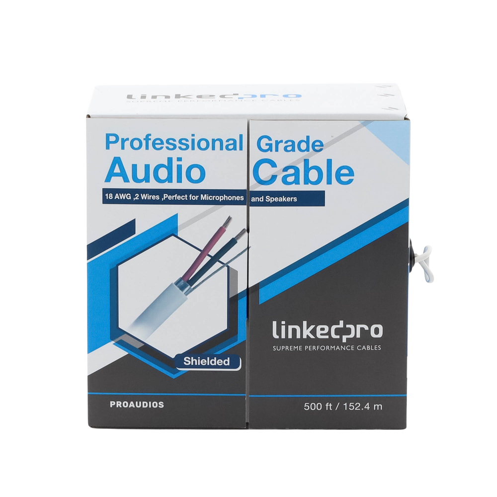 Cable para Audio Profesional Calibre 18 en 2 Hilos 100% Cobre, Blindado Perfecto para Bocinas y Micr?fonos, Bobina de 152 Metros (500 Pies) - Imagen 2
