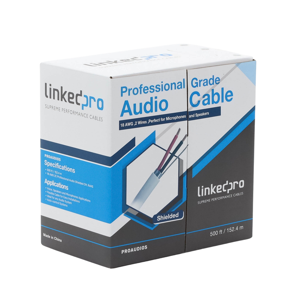 Cable para Audio Profesional Calibre 18 en 2 Hilos 100% Cobre, Blindado Perfecto para Bocinas y Micr?fonos, Bobina de 152 Metros (500 Pies) - Imagen 4