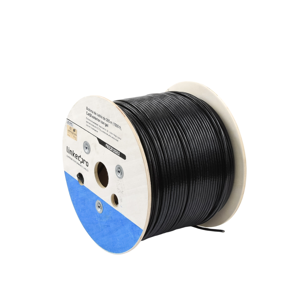 Bobina de Cable de 305 Metros (1000 Pies), Cat5E, con Gel, para Intemperie, Doble Forro Extrema Humedad, Bajo Tierra, UL, Color Negro para Aplicaciones en Video Vigilancia, y Redes de Alta Velocidad. - Imagen 5