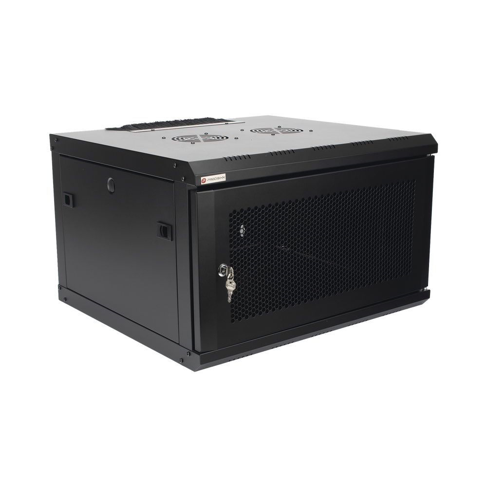 Gabinete de Pared PRECISION 19 in 6UR (455mm) - Puerta Perforada Incluye: 2 Ventiladores y Panel Cepillo - Imagen 2