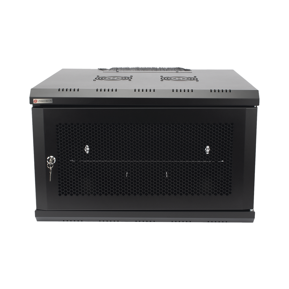 Gabinete de Pared PRECISION 19 in 6UR (455mm) - Puerta Perforada Incluye: 2 Ventiladores y Panel Cepillo - Imagen 7