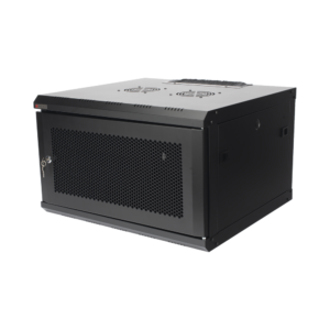 Gabinete de Pared PRECISION 19 in 6UR (455mm) - Puerta Perforada Incluye: 2 Ventiladores y Panel Cepillo