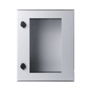 Gabinete de PoliǸster IP65 Puerta Transparente, Uso en Intemperie (400 x 500 x 200 mm) con Placa Trasera Interior de Plǭstico (Incluye Chapa y Llave).