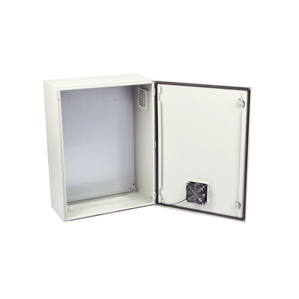 Gabinete Ventilado de Acero IP55 Uso en Exterior (600 x 800 x 300 mm) con Placa Trasera Interior Metálica y Compuerta Inferior Atornillable. Incluye Ventilador, Ventilas, filtros, Chapas y Llave T. - Imagen 5