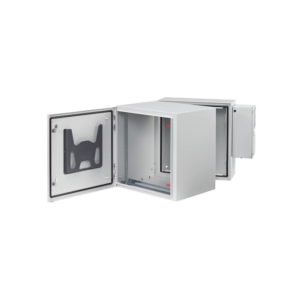 Gabinete Industrial ProTek de 12 UR Puerta Sólida de 612 x 600 x 789 mm Con Aire Acondicionado de 2000 BTU, Protección NEMA Tipo 4/12; IP66; IK10, Abatible, Fabricado en Acero, Color Gris Claro