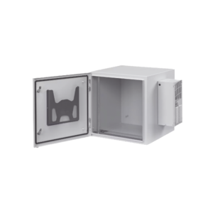 Gabinete Industrial ProTek de 12 UR de 612 x 600 x 614 mm Puerta Sólida Con Aire Acondicionado de 800 BTU Protección NEMA Tipo 4/12; IP66, Fabricado en Acero, Color Gris Claro