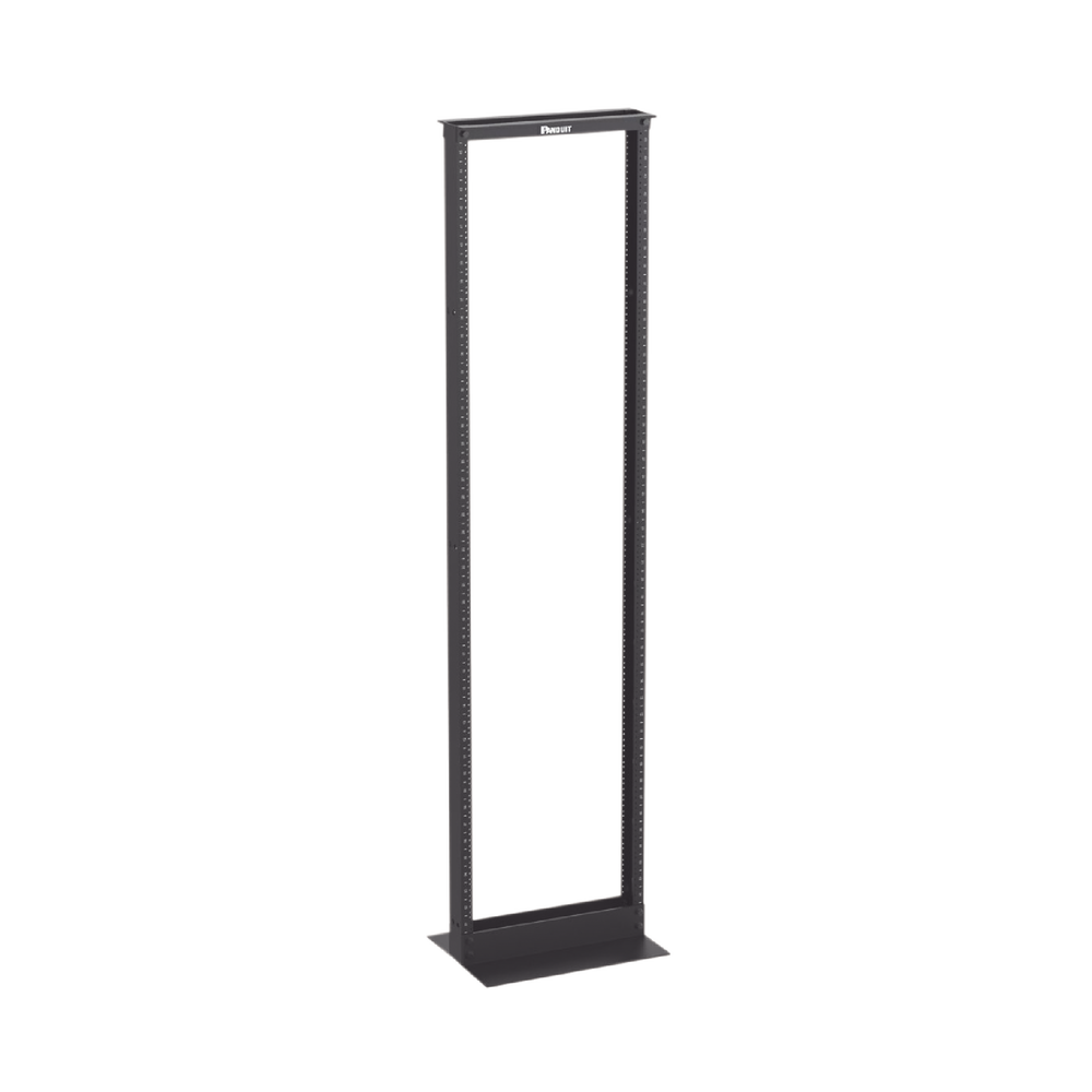 Rack de Dos Postes Estǭndar de 19 in, Rieles Numerados y Roscados #12-24, Fabricado en Aluminio, 45 Unidades de Rack, Color Negro