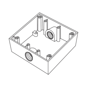Caja Cuadra de 3/4" a Prueba de Intemperie/ Cuenta con 2 salidas.