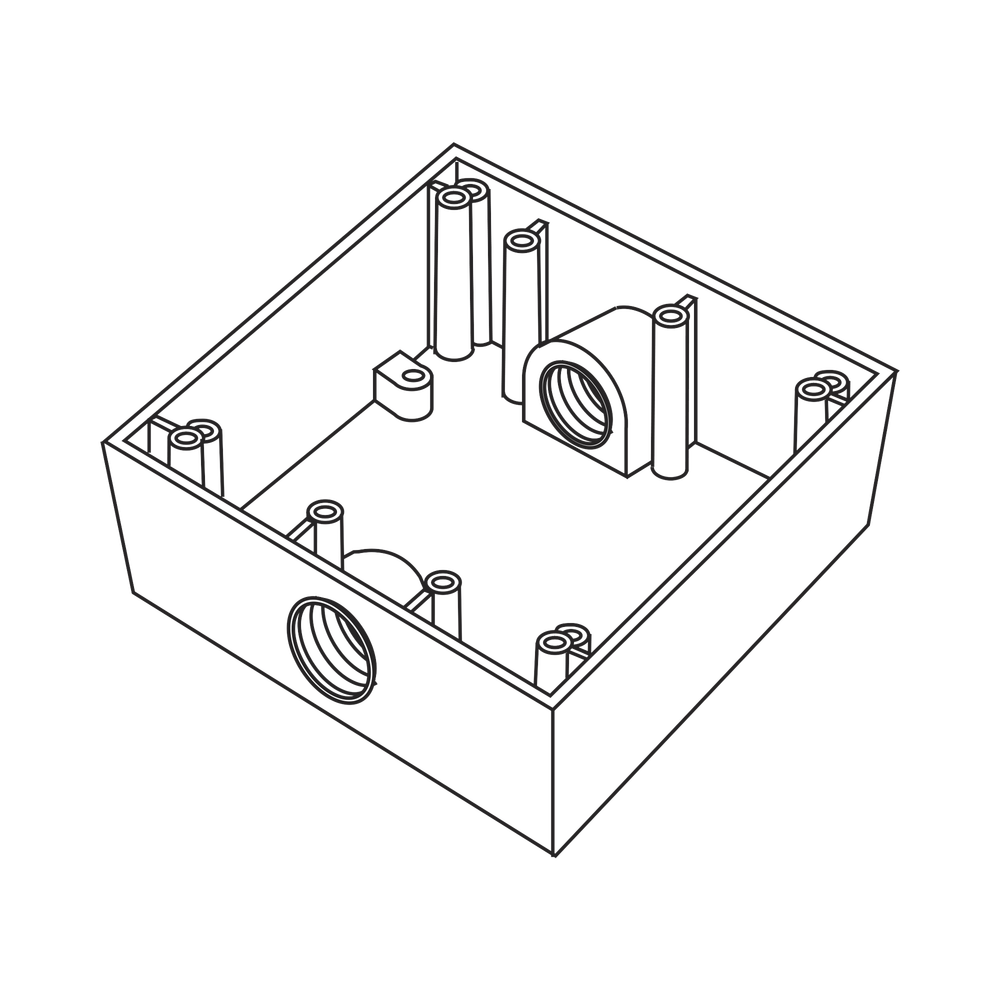 Caja Cuadra de 3/4" a Prueba de Intemperie/ Cuenta con 2 salidas.