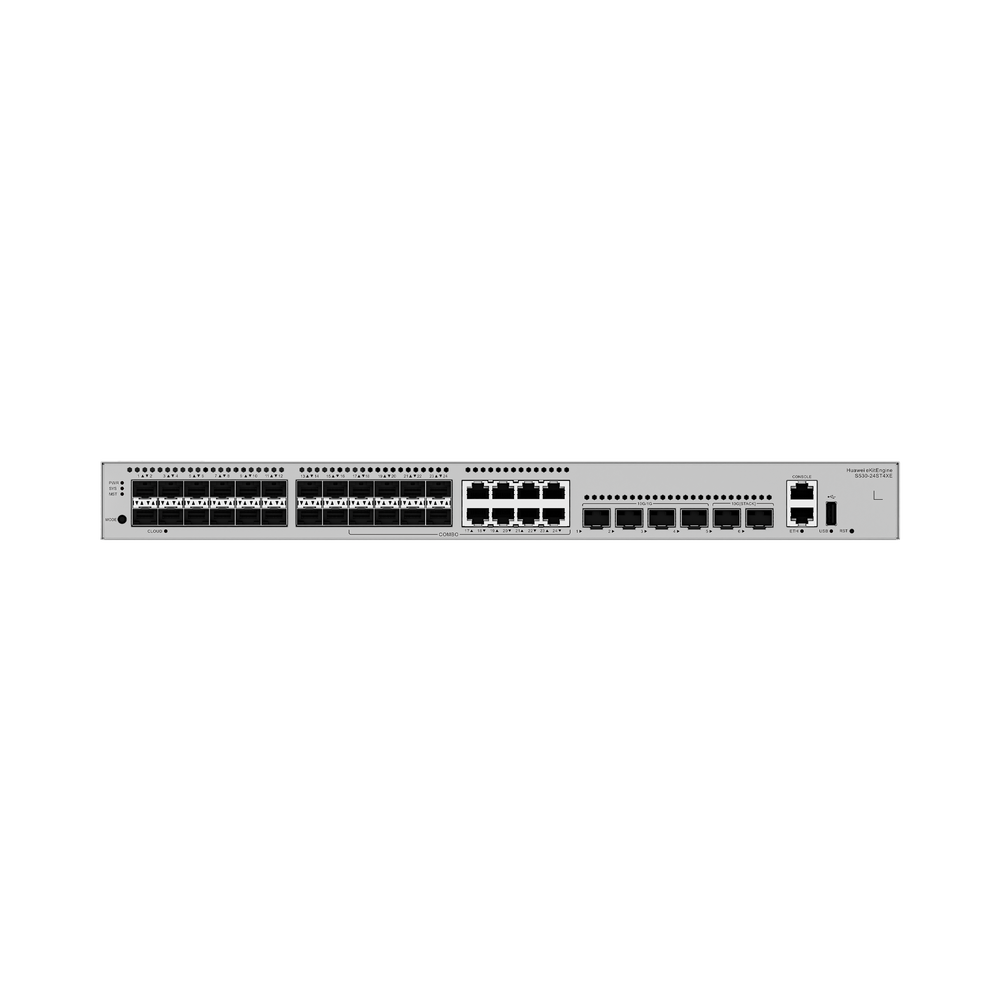 Switch Empresarial Core Gigabit Administrable Capa 3 / 24 puertos 1GE SFP ( Combo con 8 Puertos 10/100/1000 Mbps) / 4 Puertos 10GE SFP+ Uplink / 2 Puertos 10GE SFP+ (Stack) / ERPS / Ruteo Dinǭmico (RIP, OSPF, IS-IS y BGP) / iStack / Administraci&