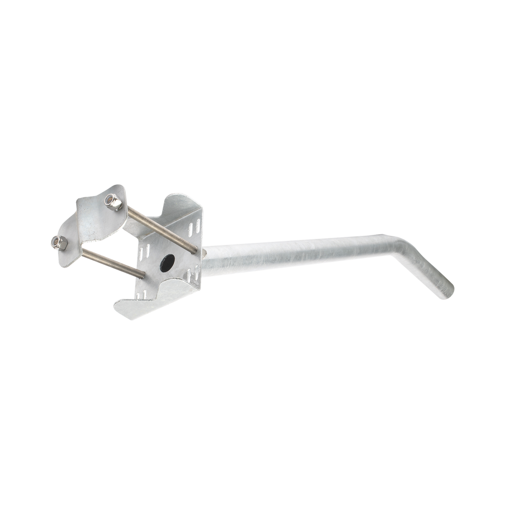Brazo Galvanizado para Luminaria de 2" Diǭmetro con Abrazadera para Poste hasta 6" Diǭmetro.