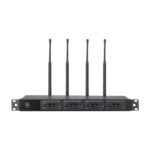 Receptor UHF para 4 micrófonos inalámbricos / Pantalla LCD de cristal liquido