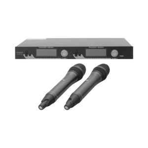 Kit de Microfonía inalámbrico | 2 Micrófonos de mano | Receptor UHF | Pantalla LCD | 200 Canales | Gran cobertura