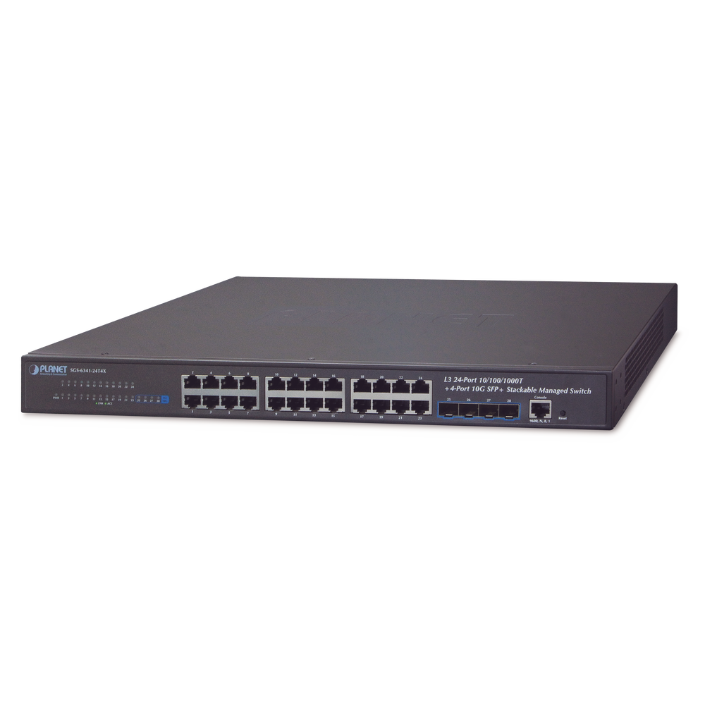 Switch Administrable Capa 3, 24-Puertos 10/100/1000T + 4-Puertos 10G SFP+, Apilable