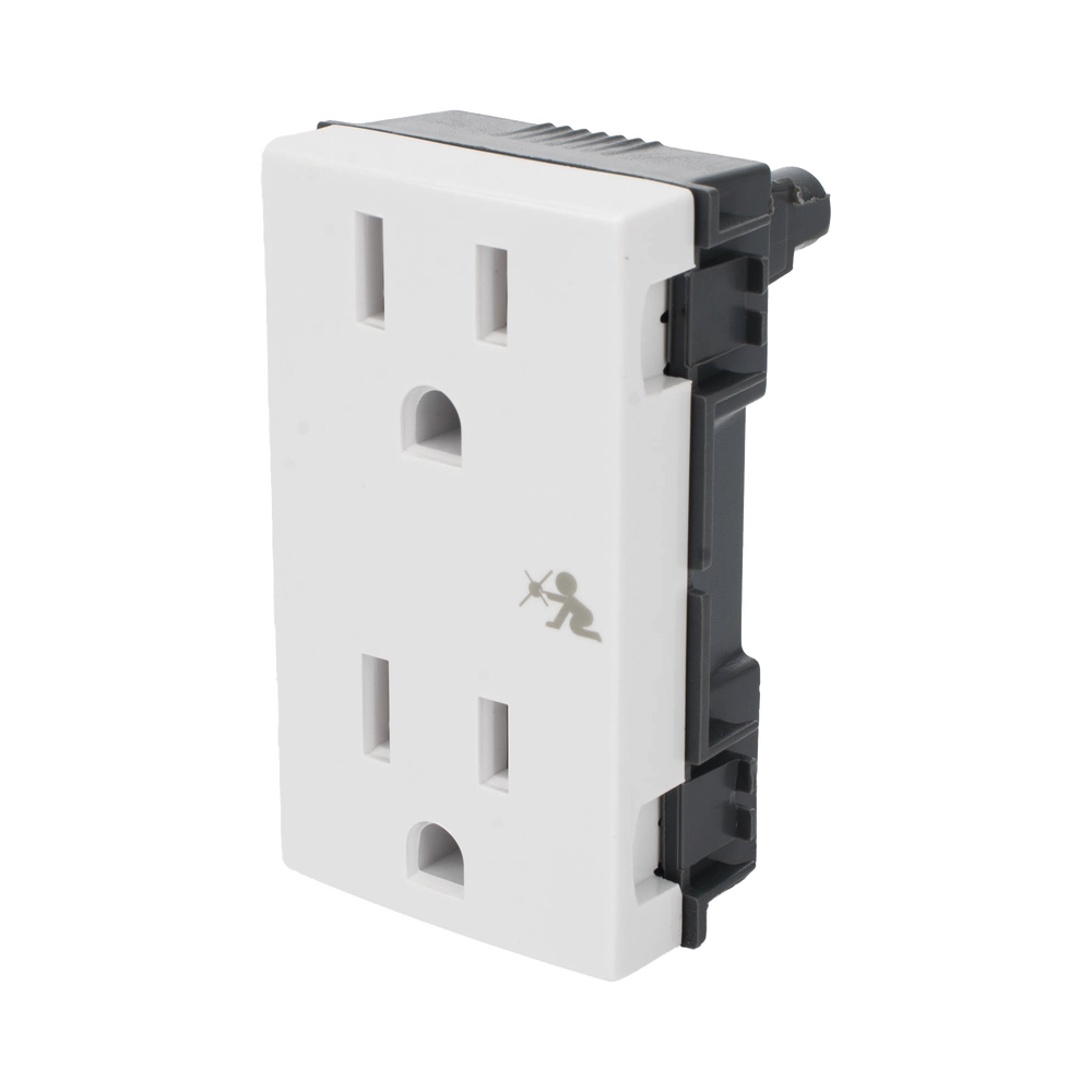 Módulo Dúplex de Contactos Eléctricos 10A 127V Color Blanco / Compatible con Cajas para Pavimento SM-CPAV-2 y SM-CPAV-4 / Requiere Adaptador SM-ADAP-FP para Fijación / Modelo 25424-30 - Imagen 2