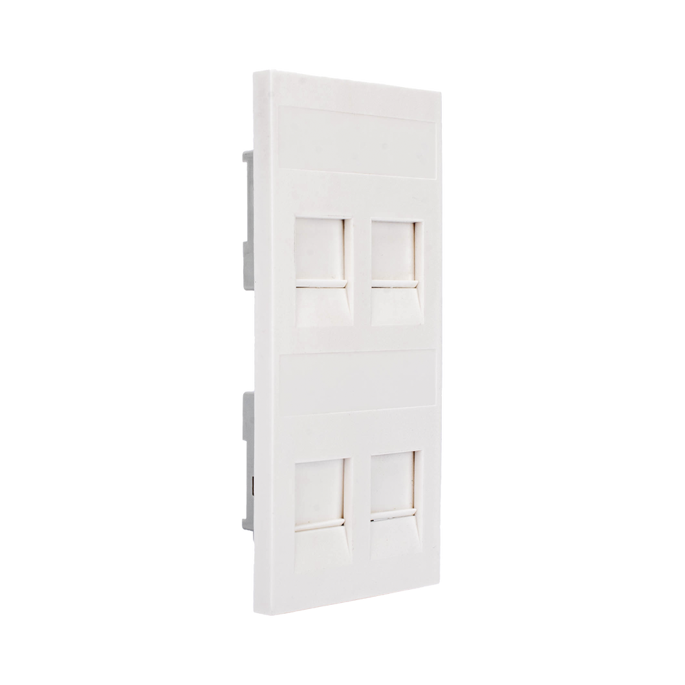 Placa Plana de Voz y Datos con Guardapolvo para 4 RJ45 / Color Blanco / 4 Puertos para Jacks Keystone / Compatible con Cajas de Pavimento SM-CPAV-2 y SM-CPAV-4 / Modelo S76C/9 - Imagen 4