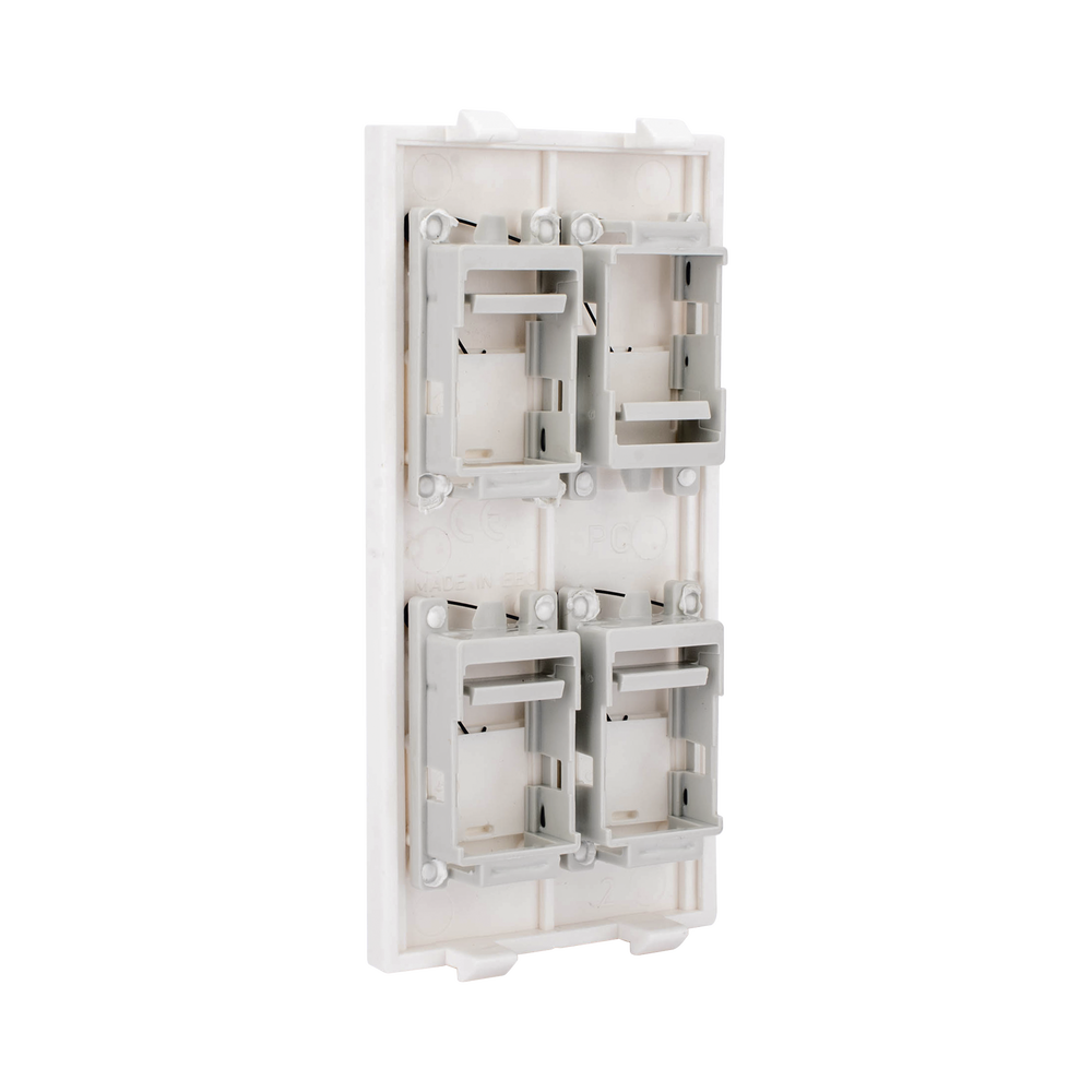 Placa Plana de Voz y Datos con Guardapolvo para 4 RJ45 / Color Blanco / 4 Puertos para Jacks Keystone / Compatible con Cajas de Pavimento SM-CPAV-2 y SM-CPAV-4 / Modelo S76C/9 - Imagen 5