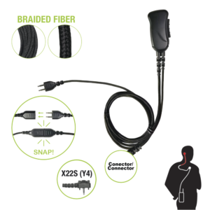 Micrófono con cable de fibra trenzada serie SNAP compatible con VERTEX VX-160/180/210/230/231/350/354/400/410/424/427.