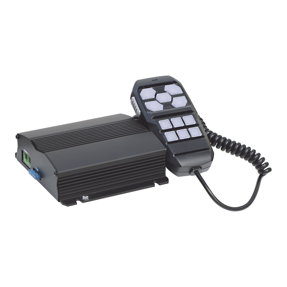 Sirena Vehicular de 100W de Potencia, Con Controlador Unimando Para Control de Tonos, 4 Salidas Auxiliares y Microfono - Imagen 3