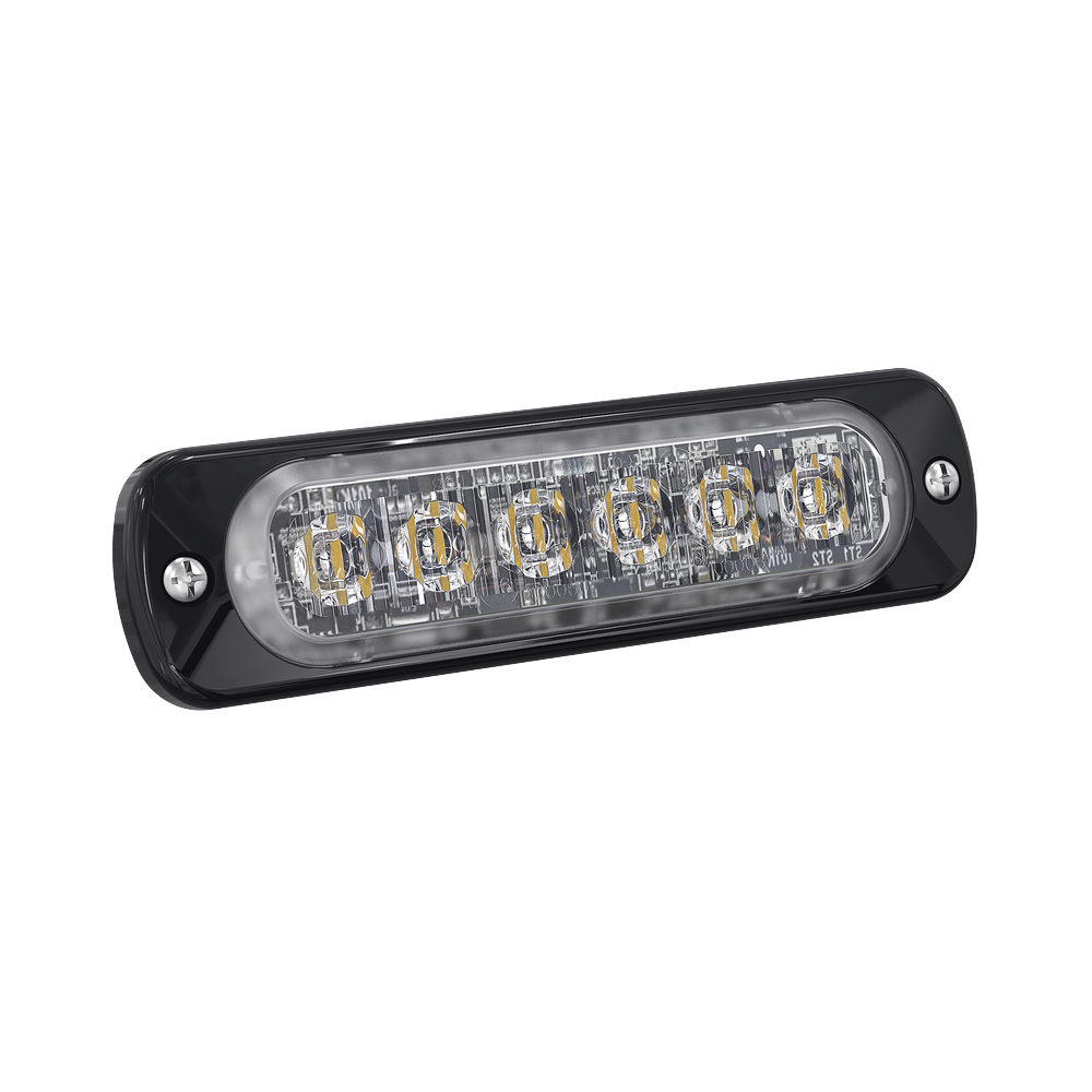 Luz Auxiliar de 6 LED, Ambar, Bisel Negro, Lente Transparente - Imagen 2