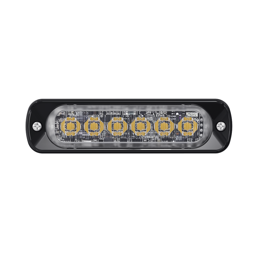 Luz Auxiliar de 6 LED, Ambar, Bisel Negro, Lente Transparente - Imagen 4