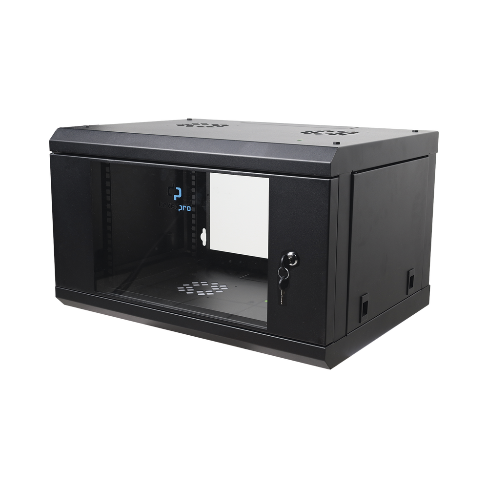Gabinete de Pared de 6U con Puerta de Cristal Templado, 455 mm de Profundidad Total, Rack de 19in, Acero Reforzado Color Negro. - Imagen 2